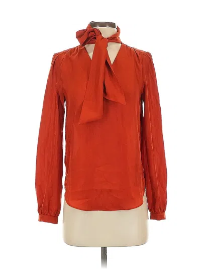 Pre-owned Ann Taylor Long Sleeve Blouse In Orange