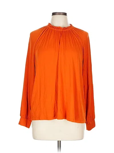 Pre-owned Ann Taylor Long Sleeve Blouse In Orange