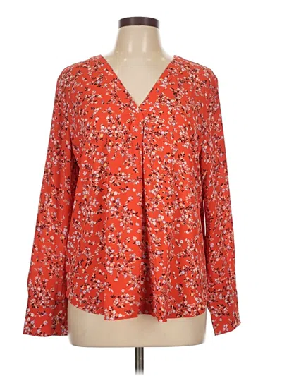 Pre-owned Ann Taylor Long Sleeve Blouse In Orange