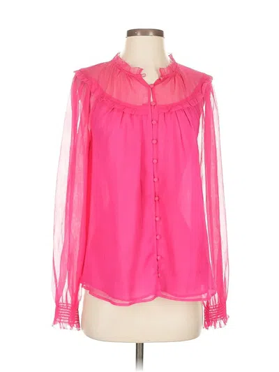 Pre-owned Ann Taylor Long Sleeve Blouse In Pink