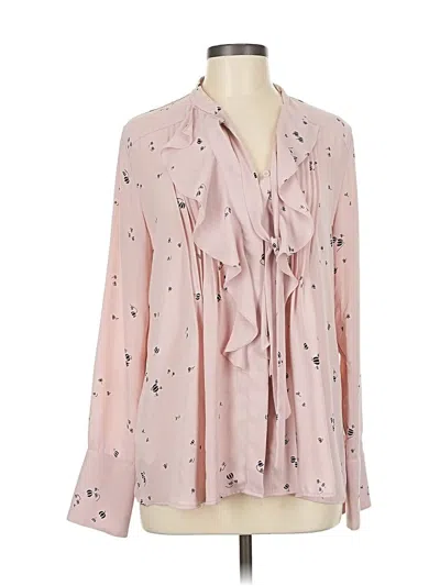 Pre-owned Ann Taylor Long Sleeve Blouse In Pink