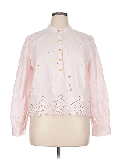 Pre-owned Ann Taylor Long Sleeve Blouse In Pink