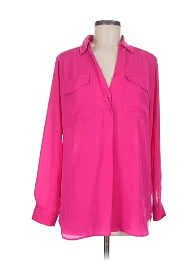 Pre-owned Ann Taylor Long Sleeve Blouse In Pink