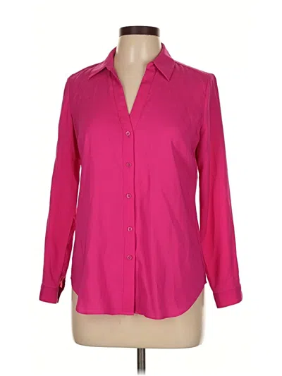 Pre-owned Ann Taylor Long Sleeve Blouse In Pink