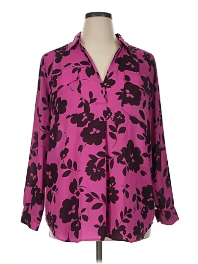 Pre-owned Ann Taylor Long Sleeve Blouse In Pink