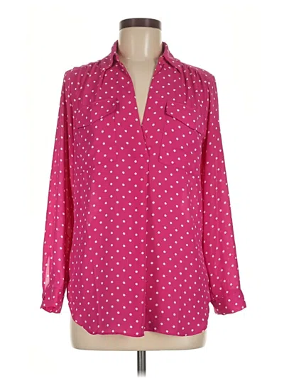 Pre-owned Ann Taylor Long Sleeve Blouse In Pink