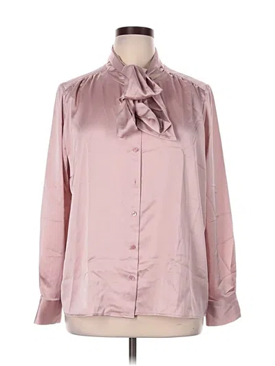 Pre-owned Ann Taylor Long Sleeve Blouse In Pink