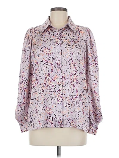 Pre-owned Ann Taylor Long Sleeve Blouse In Purple