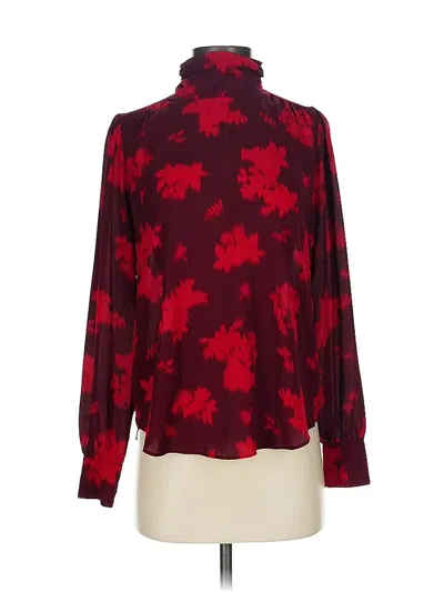 Pre-owned Ann Taylor Long Sleeve Blouse In Red