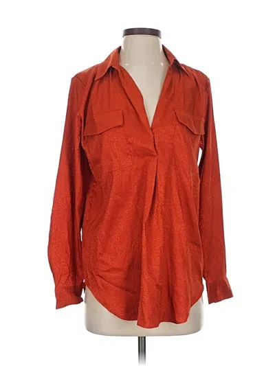 Pre-owned Ann Taylor Long Sleeve Blouse In Red