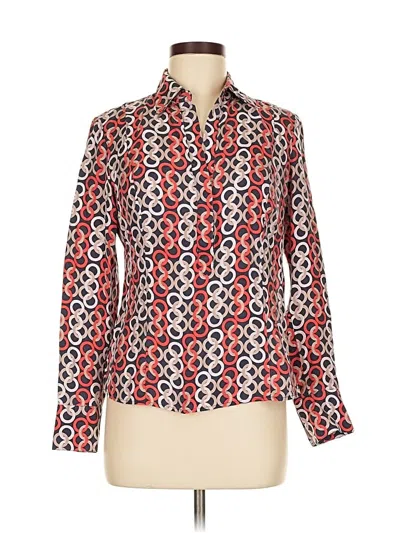 Pre-owned Ann Taylor Long Sleeve Blouse In Red