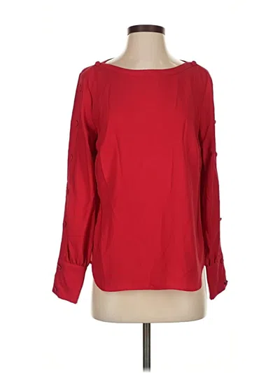Pre-owned Ann Taylor Long Sleeve Blouse In Red