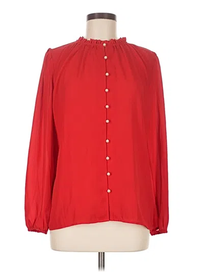 Pre-owned Ann Taylor Long Sleeve Blouse In Red