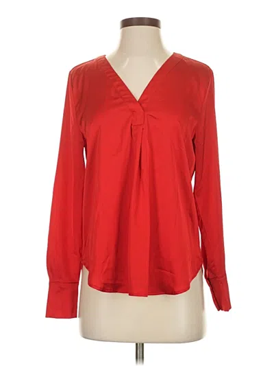Pre-owned Ann Taylor Long Sleeve Blouse In Red