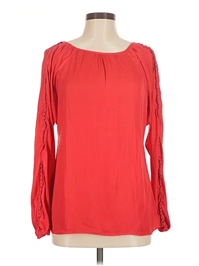 Pre-owned Ann Taylor Long Sleeve Blouse In Red