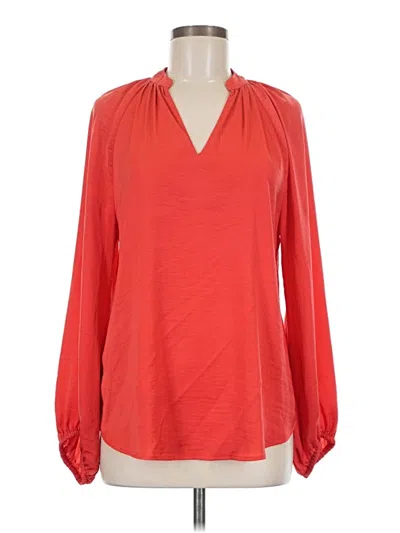 Pre-owned Ann Taylor Long Sleeve Blouse In Red