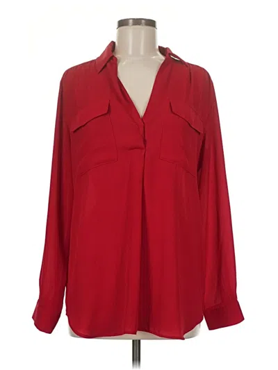 Pre-owned Ann Taylor Long Sleeve Blouse In Red