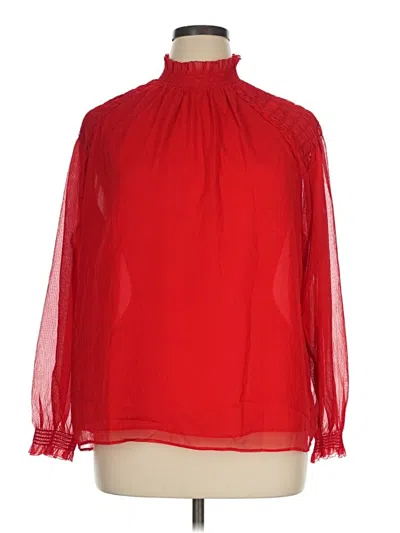Pre-owned Ann Taylor Long Sleeve Blouse In Red