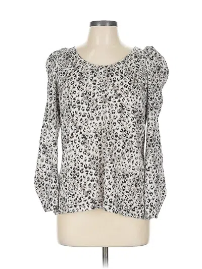 Pre-owned Ann Taylor Long Sleeve Blouse In Silver