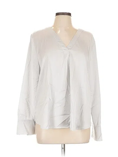 Pre-owned Ann Taylor Long Sleeve Blouse In Silver