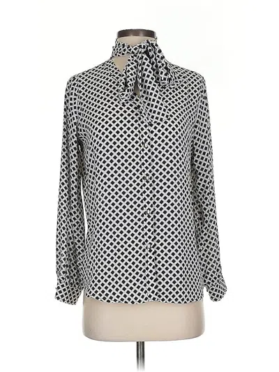 Pre-owned Ann Taylor Long Sleeve Blouse In Silver