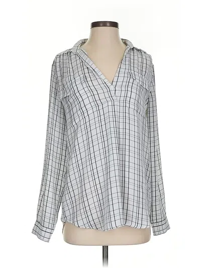 Pre-owned Ann Taylor Long Sleeve Blouse In Silver