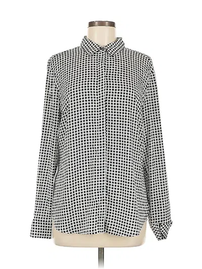 Pre-owned Ann Taylor Long Sleeve Blouse In Silver