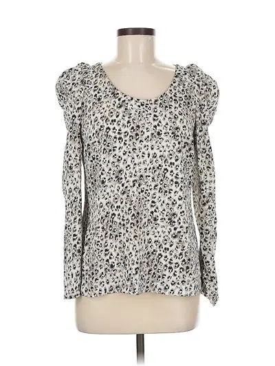 Pre-owned Ann Taylor Long Sleeve Blouse In Silver