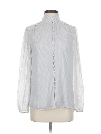 Pre-owned Ann Taylor Long Sleeve Blouse In Silver