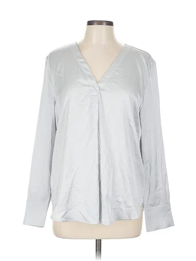 Pre-owned Ann Taylor Long Sleeve Blouse In Silver