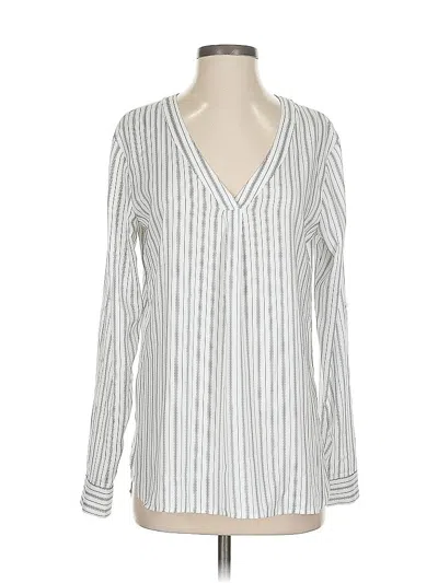 Pre-owned Ann Taylor Long Sleeve Blouse In Silver