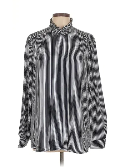 Pre-owned Ann Taylor Long Sleeve Blouse In Silver