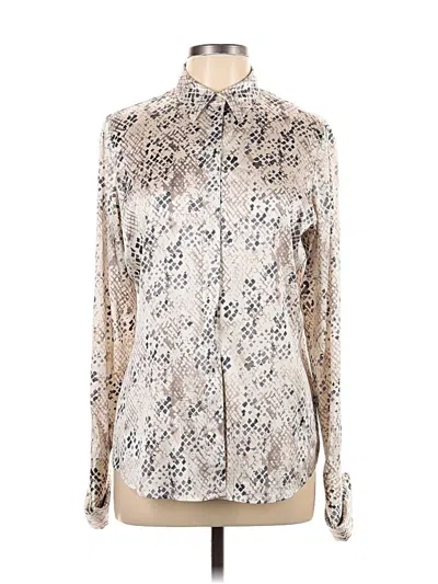 Pre-owned Ann Taylor Long Sleeve Blouse In Silver
