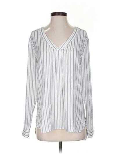Pre-owned Ann Taylor Long Sleeve Blouse In Silver