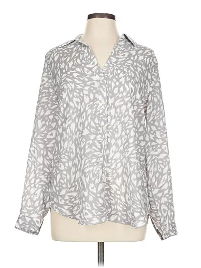 Pre-owned Ann Taylor Long Sleeve Blouse In Silver