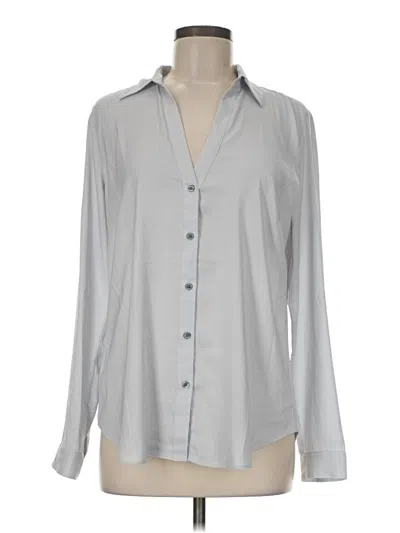 Pre-owned Ann Taylor Long Sleeve Blouse In Silver