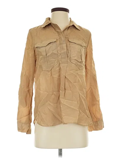 Pre-owned Ann Taylor Long Sleeve Blouse In Tan