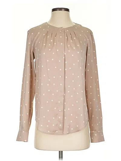 Pre-owned Ann Taylor Long Sleeve Blouse In Tan