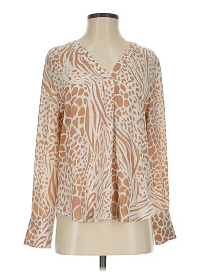 Pre-owned Ann Taylor Long Sleeve Blouse In Tan