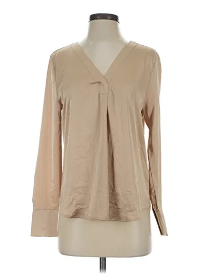 Pre-owned Ann Taylor Long Sleeve Blouse In Tan