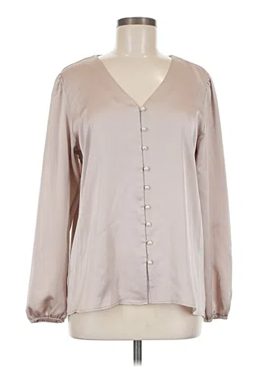 Pre-owned Ann Taylor Long Sleeve Blouse In Tan