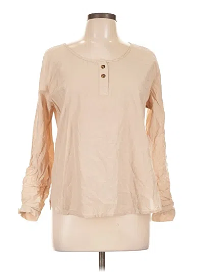 Pre-owned Ann Taylor Long Sleeve Blouse In Tan
