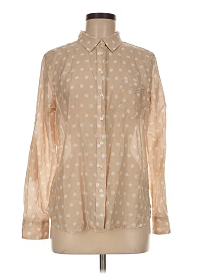 Pre-owned Ann Taylor Long Sleeve Blouse In Tan