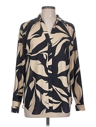 Pre-owned Ann Taylor Long Sleeve Blouse In Tan