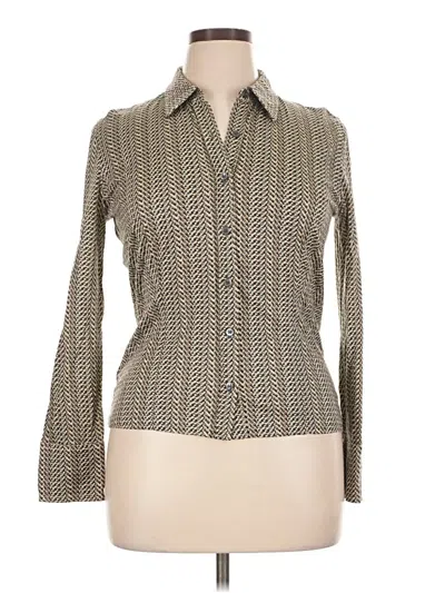 Pre-owned Ann Taylor Long Sleeve Blouse In Tan