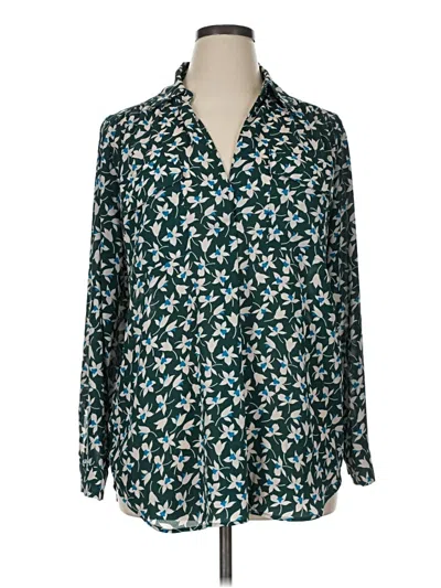 Pre-owned Ann Taylor Long Sleeve Blouse In Teal