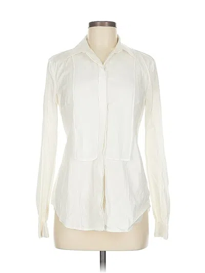 Pre-owned Ann Taylor Long Sleeve Blouse In White