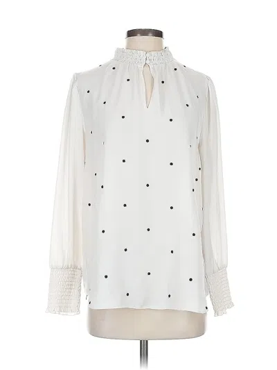 Pre-owned Ann Taylor Long Sleeve Blouse In White