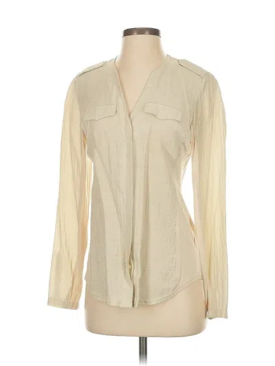 Pre-owned Ann Taylor Long Sleeve Blouse In White
