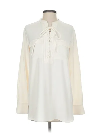 Pre-owned Ann Taylor Long Sleeve Blouse In White